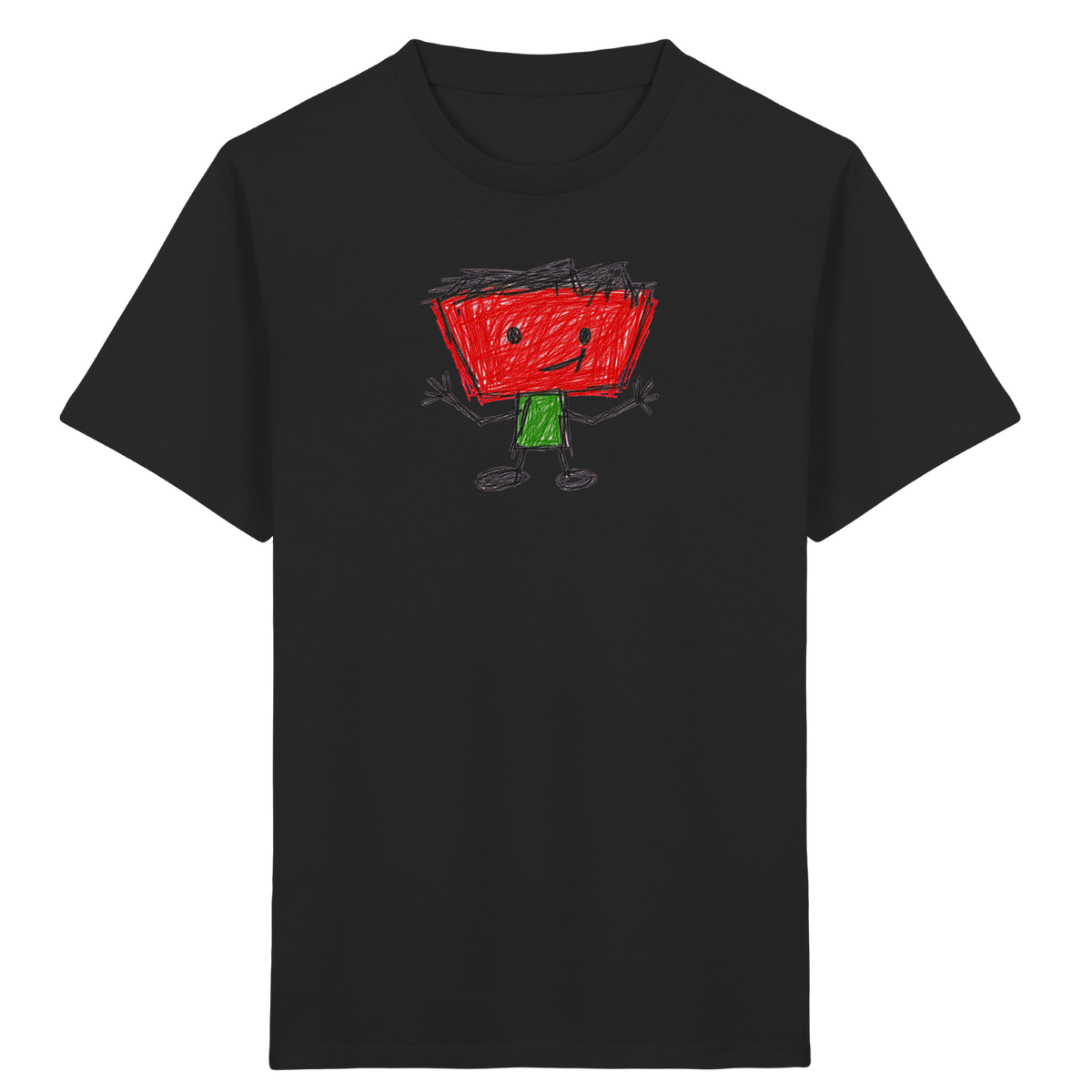 Kritzelkopf mit Zackenhaar - Kinder Bio T-Shirt Vorderseite