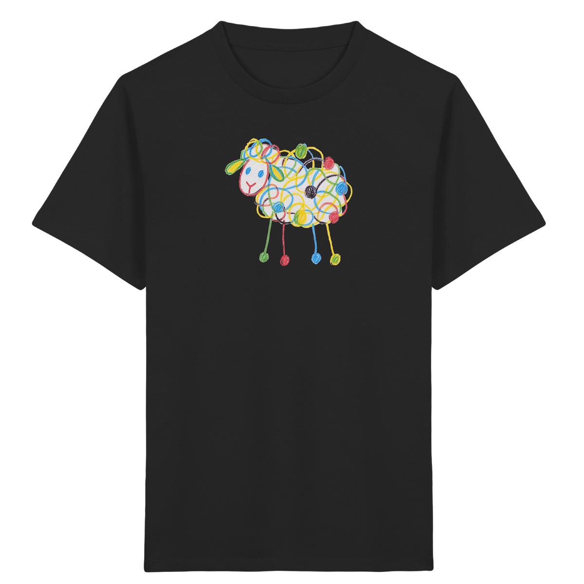 Buntes Farbpunkt-Schaf Shirt - Kinder Bio T-Shirt Vorderseite