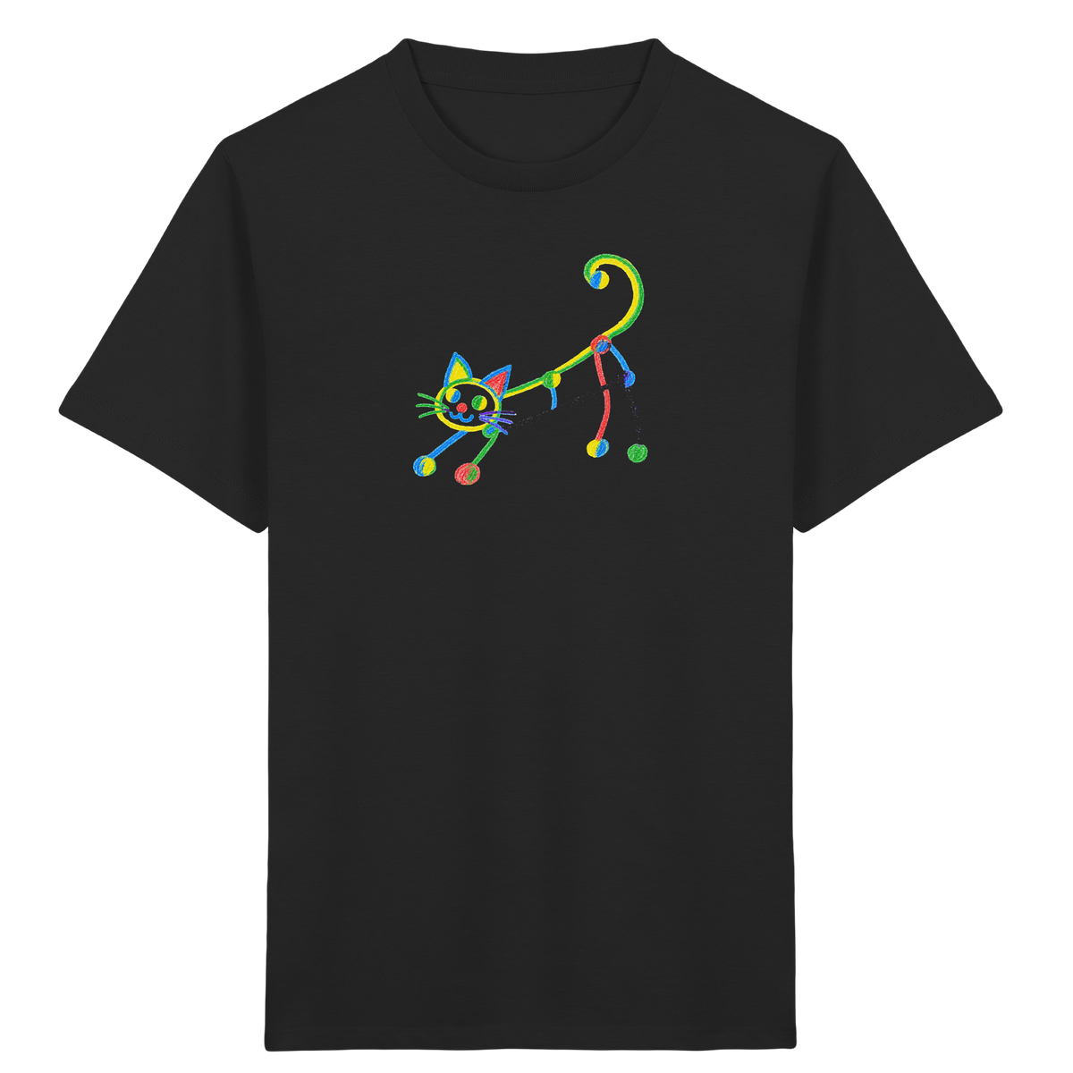 Farbpunkt Katze Kinderzeichnung - Kinder Bio T-Shirt Vorderseite