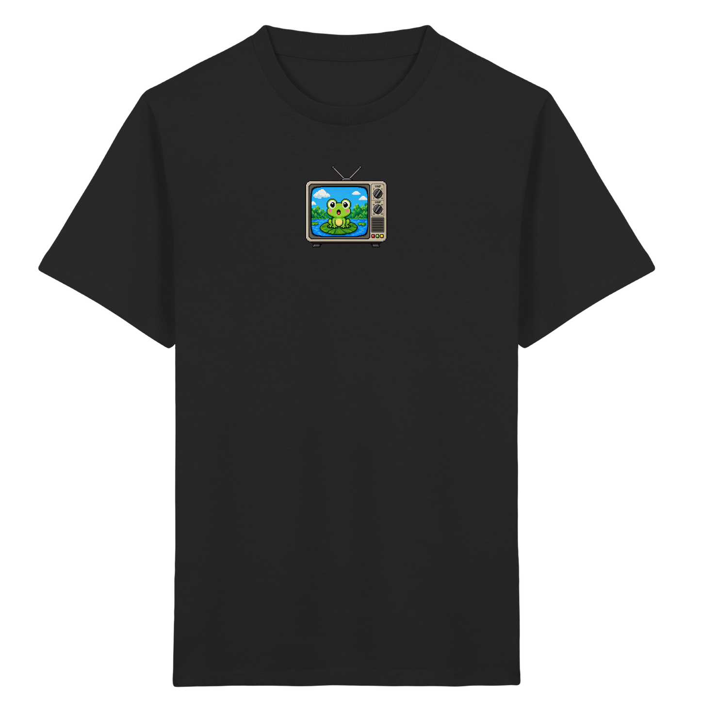 Pixel Frosch im Retro Fernseher - Kinder Bio T-Shirt