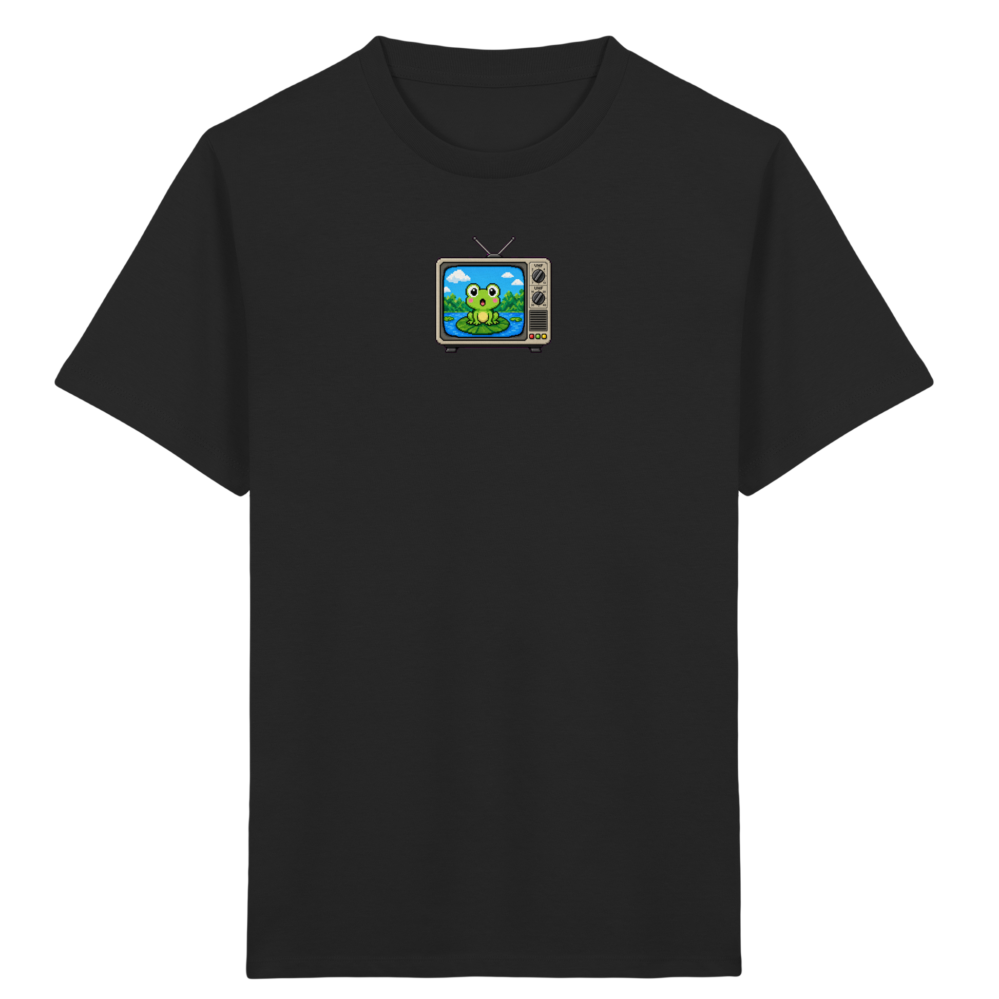 Pixel Frosch im Retro Fernseher - Kinder Bio T-Shirt