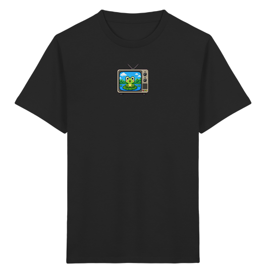 Pixel Frosch im Retro Fernseher - Kinder Bio T-Shirt