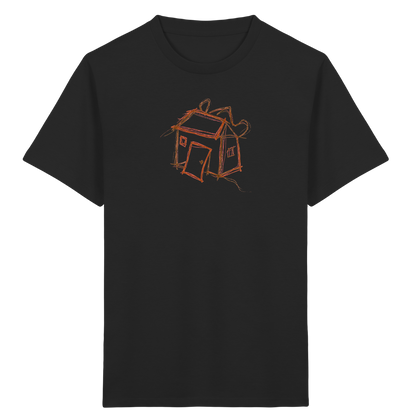 Kakaobraunes Ranzenhaus Motiv - Kinder Bio T-Shirt