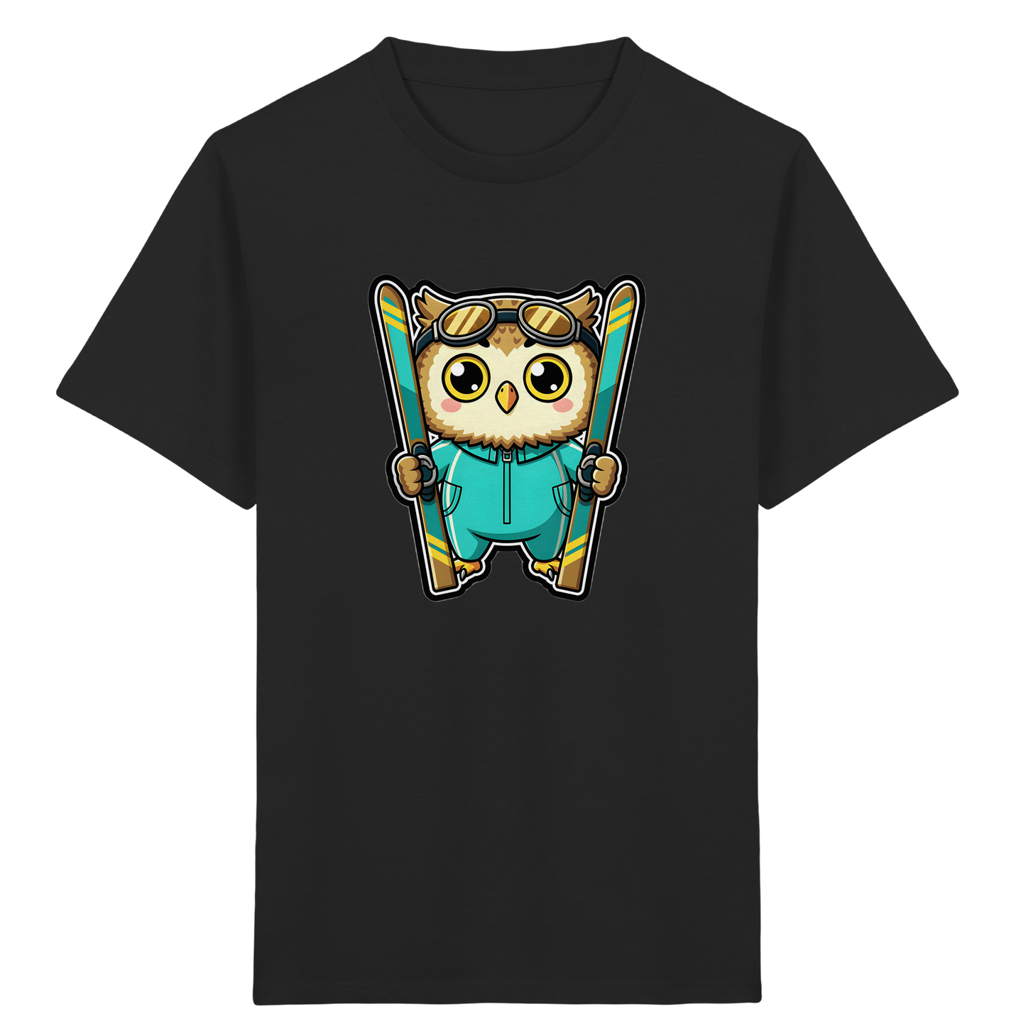 Niedliche Eule auf Skiern T-Shirt - Kinder Bio T-Shirt