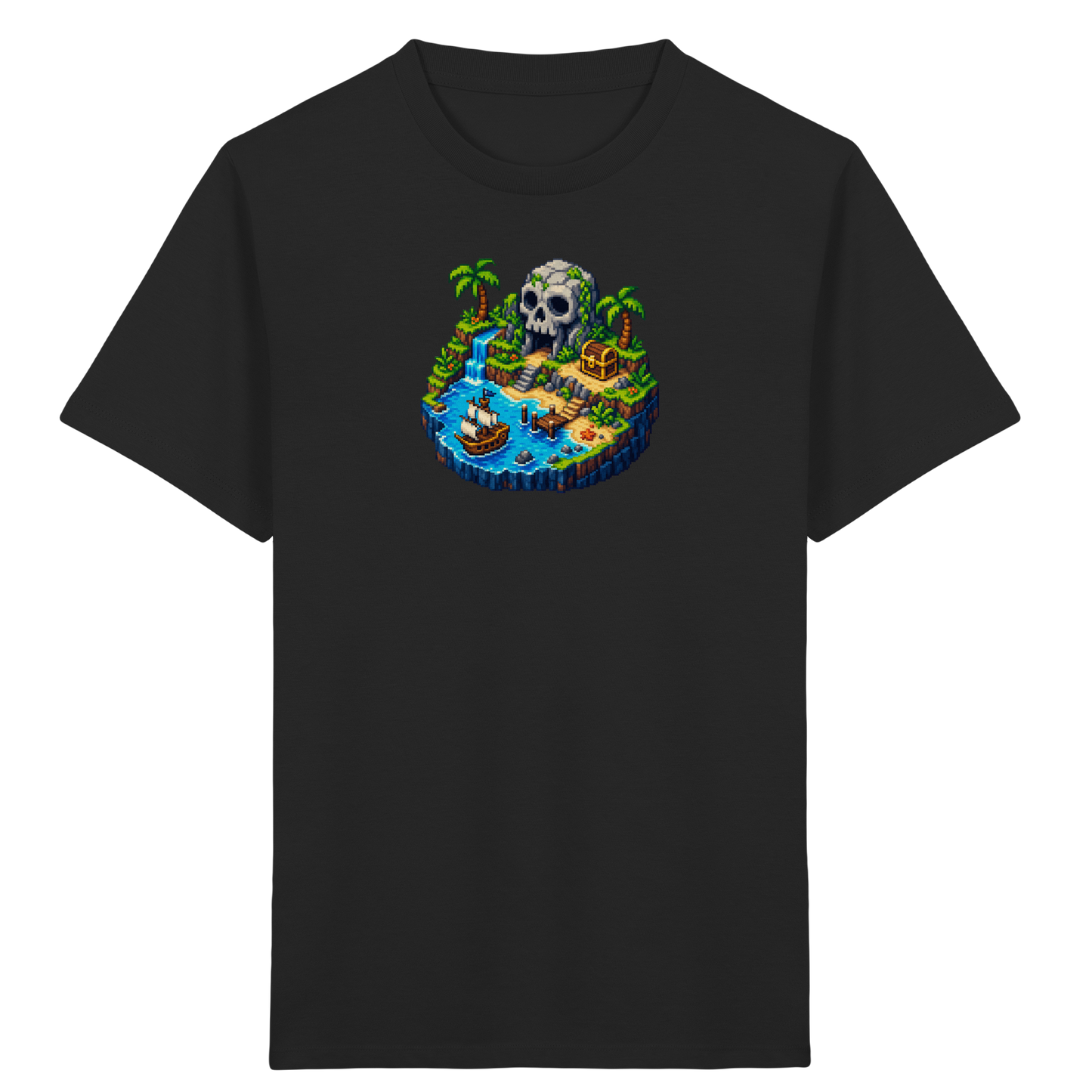 Abenteuerliches Pirateninsel Pixel Art T-Shirt - Kinder Bio T-Shirt