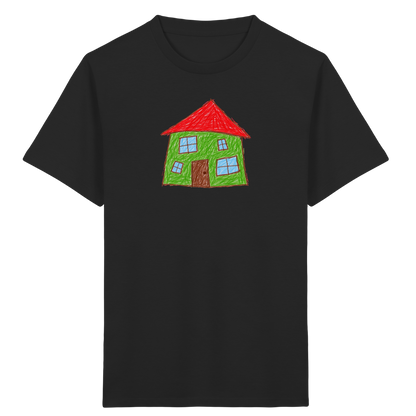 Grünes Haus mit vier Fenstern - Kinder Bio T-Shirt Vorderseite
