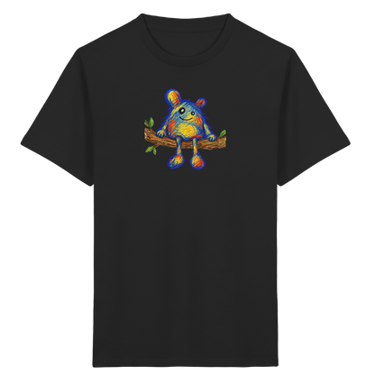 Astsitzer Kritzelmonster auf Ast - Kinder Bio T-Shirt Vorderseite