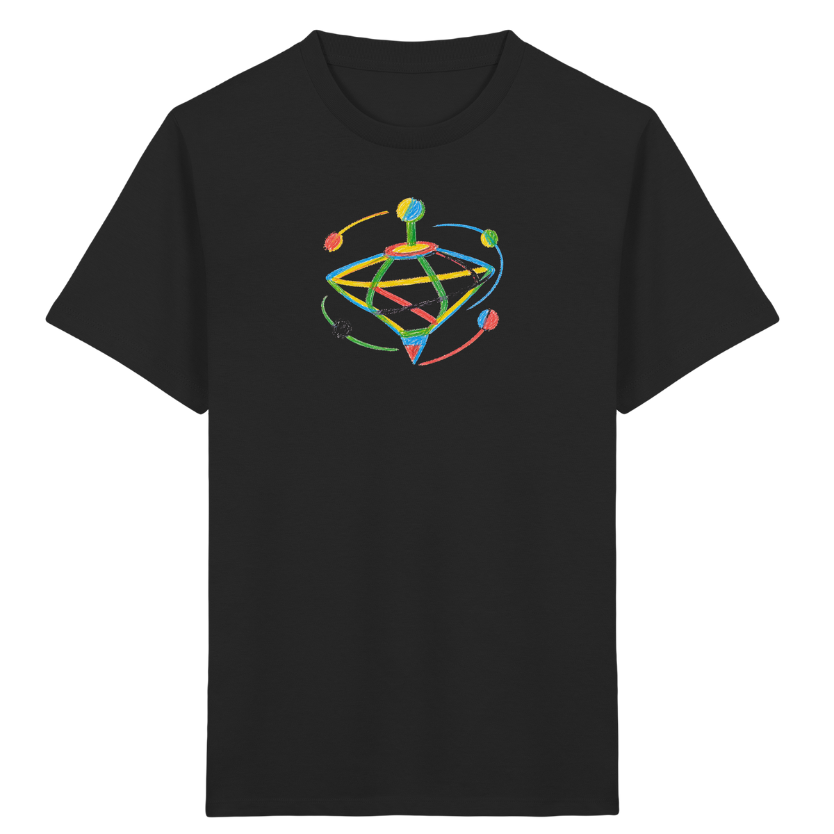Bunter Farbpunkt Kreisel - Kinder Bio T-Shirt Vorderseite