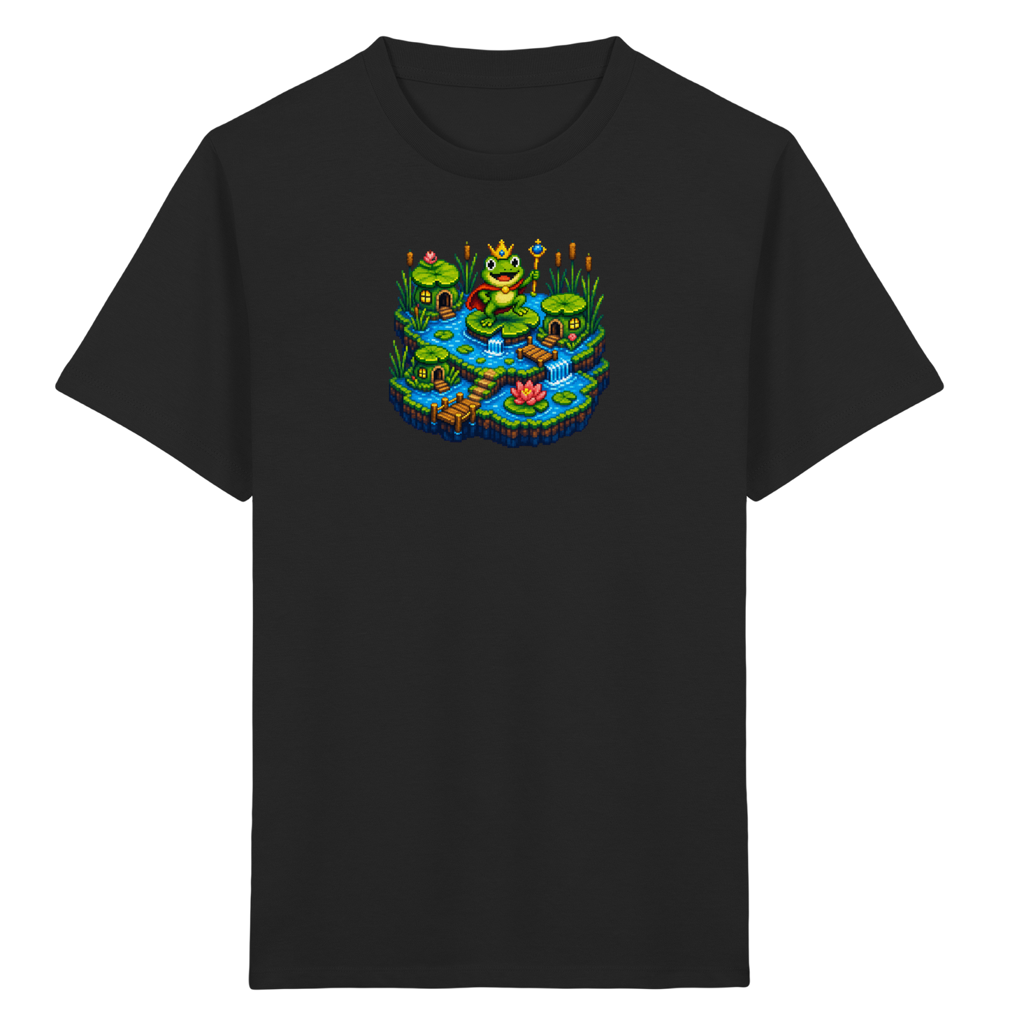 Verspieltes Froschkönig T-Shirt Pixel Art - Kinder Bio T-Shirt