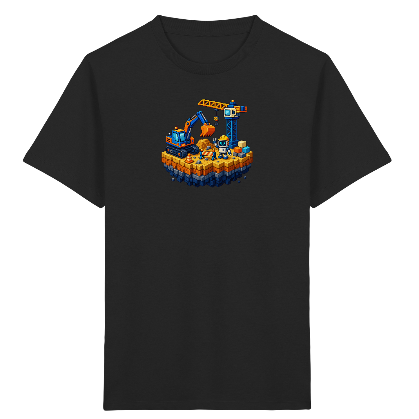 Niedliches Roboter Bagger Pixel T-Shirt - Kinder Bio T-Shirt