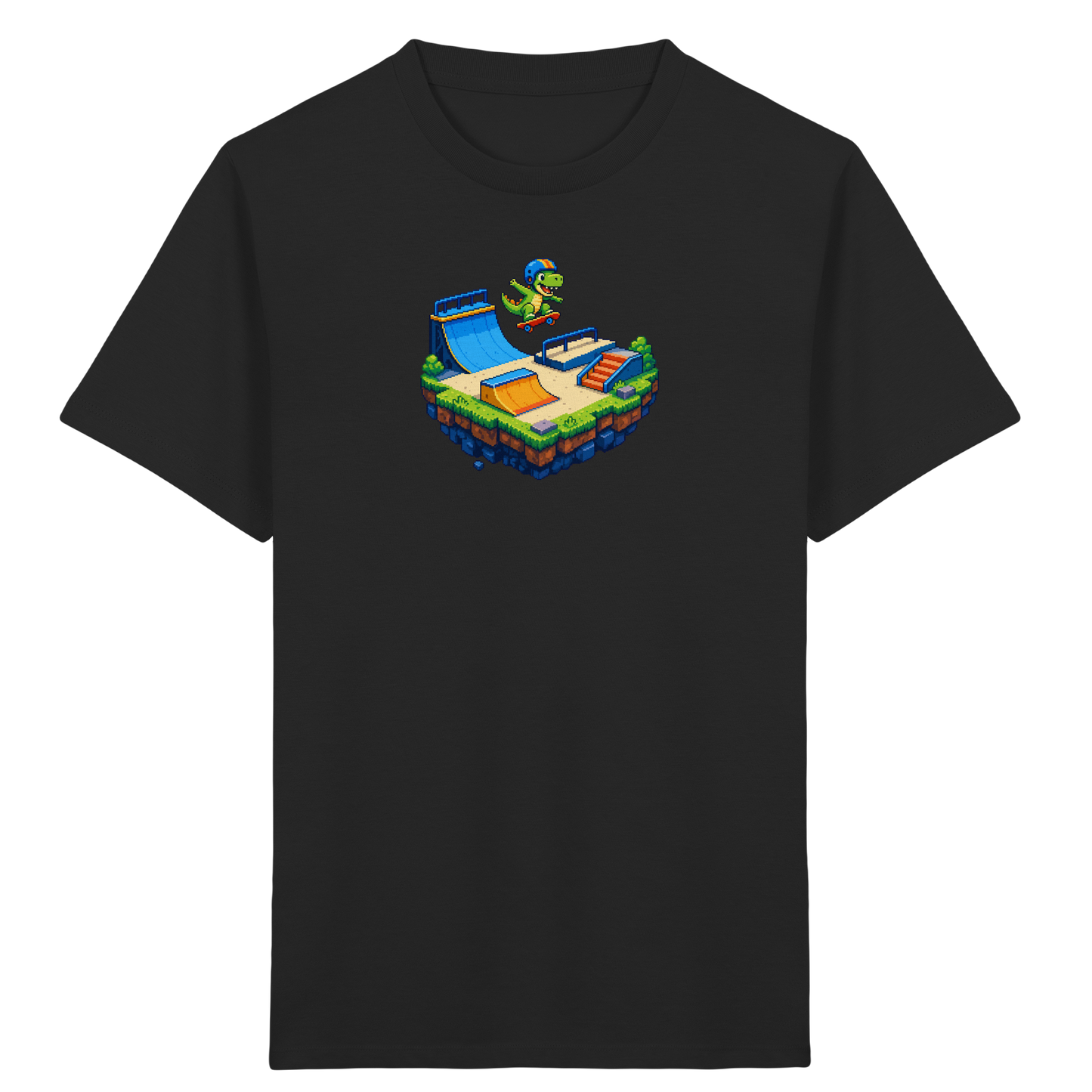 Cooles Skater Dinosaurier Pixel Shirt - Kinder Bio T-Shirt