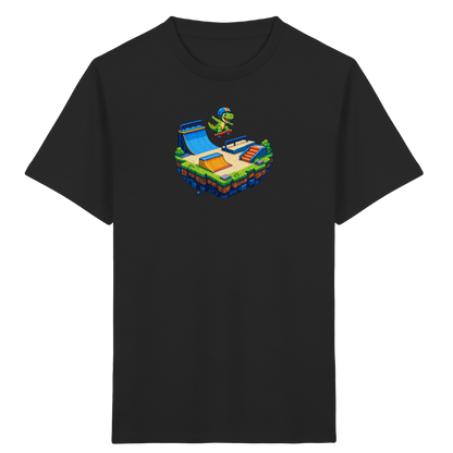 Cooles Skater Dinosaurier Pixel Shirt - Kinder Bio T-Shirt