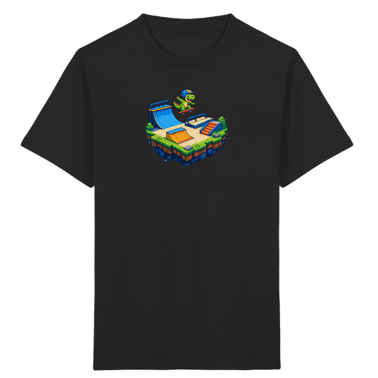 Cooles Skater Dinosaurier Pixel Shirt - Kinder Bio T-Shirt
