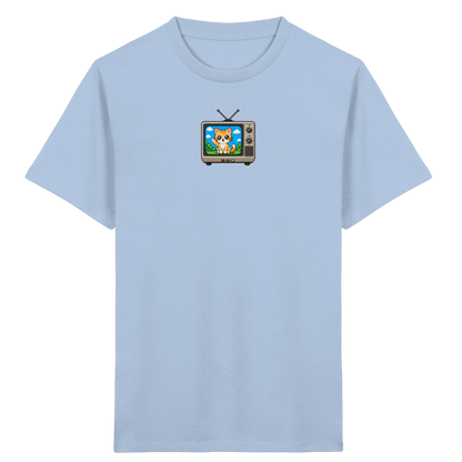 Pixel Katze im Retro Fernseher T-Shirt - Kinder Bio T-Shirt