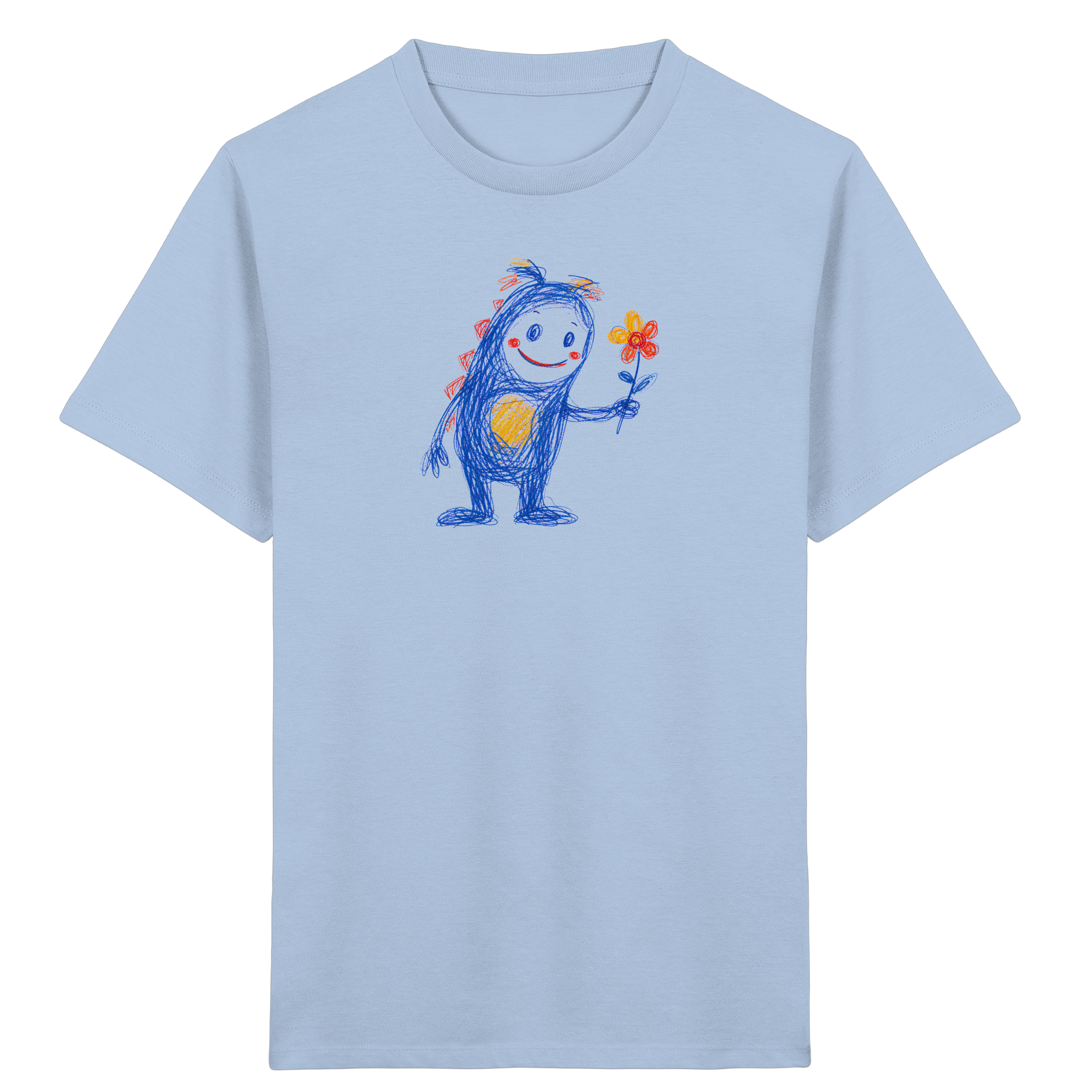 Monster mit Blume – Kritzel-Kinder-T-Shirt