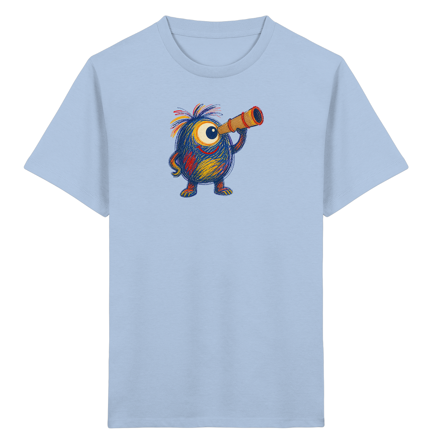 Mondgucker Monster mit Teleskop - Kinder Bio T-Shirt