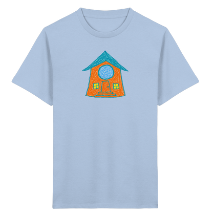Orangefarbenes Rundfensterhaus für Kinder - Kinder Bio T-Shirt
