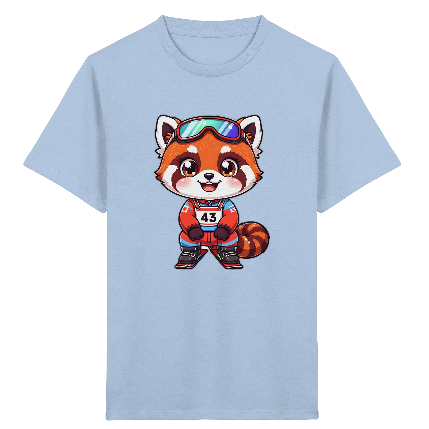 Roter Panda Ski Abenteuer Kinder T-Shirt