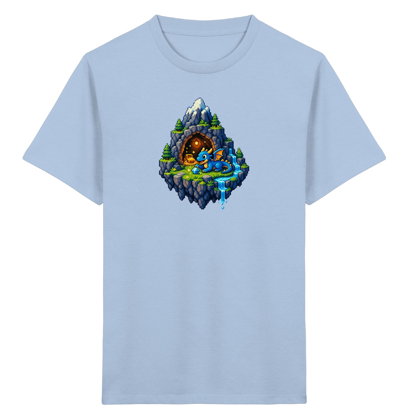 Magischer Pixel Drache Schatz Insel - Kinder Bio T-Shirt