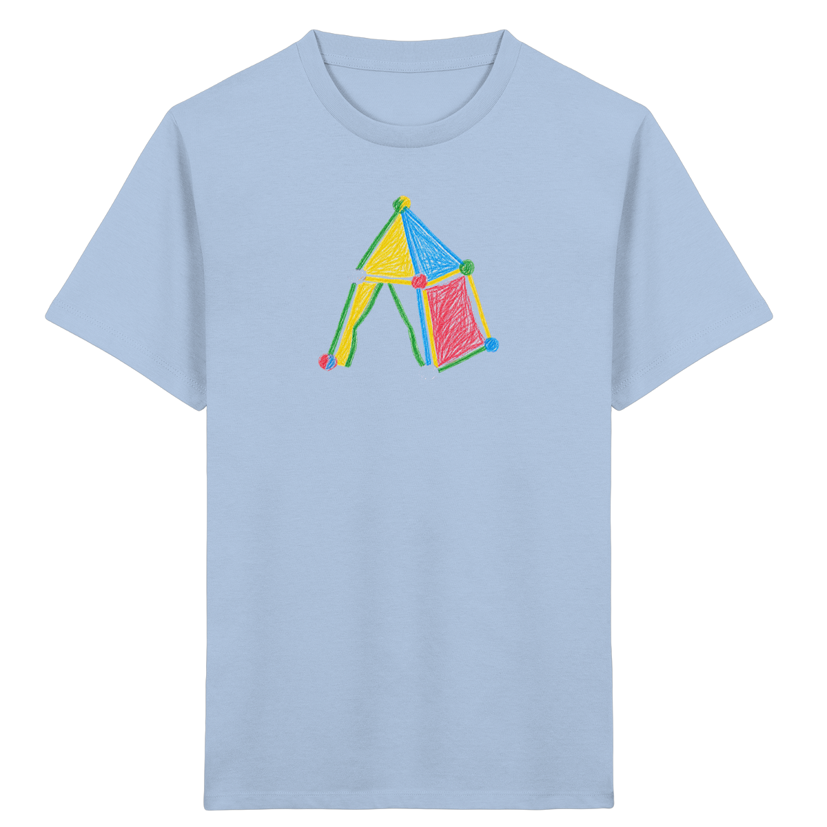 Buntes Farbpunkt Zelt Motiv - Kinder Bio T-Shirt