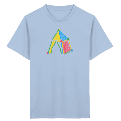 Buntes Farbpunkt Zelt Motiv - Kinder Bio T-Shirt