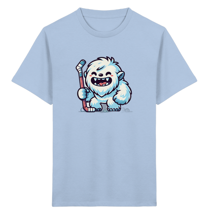 Yeti mit Eishockeyschläger Kinder T-Shirt