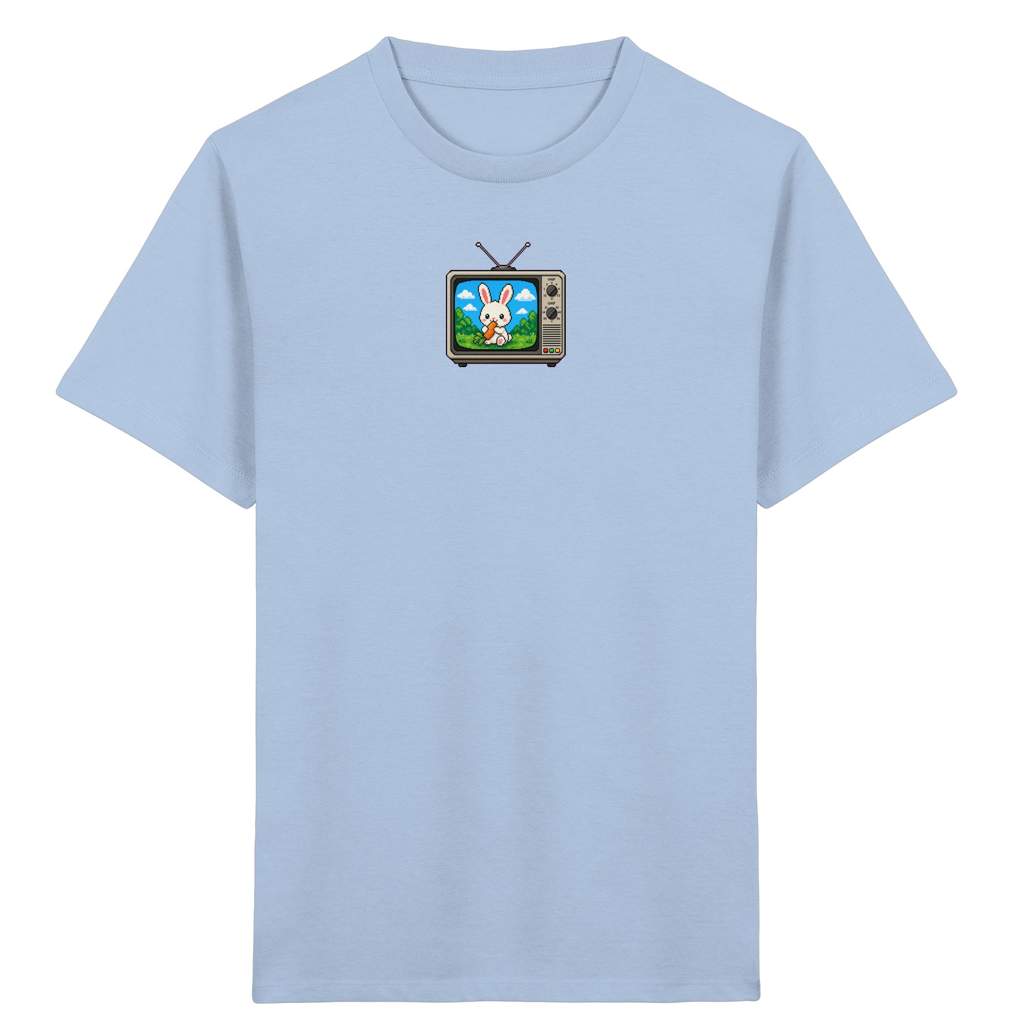 Kinder T-Shirt Pixel-Hase mit Karotte im Retro-TV