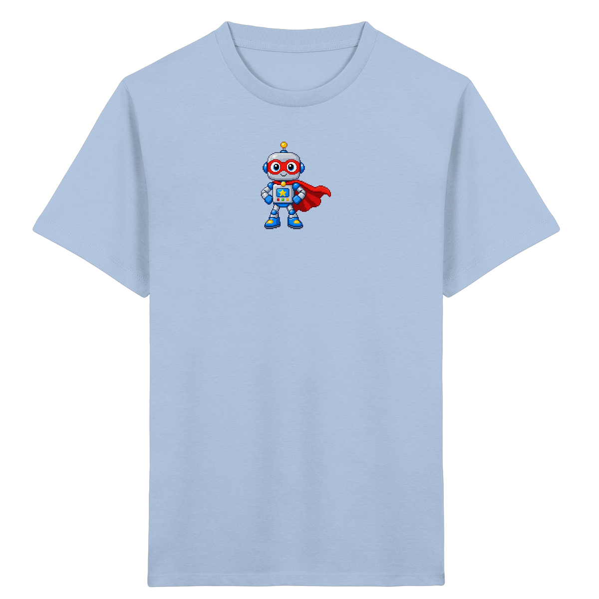 Pixel-Roboter Superhelden-Shirt: Freundliches Design - Kinder Bio T-Shirt