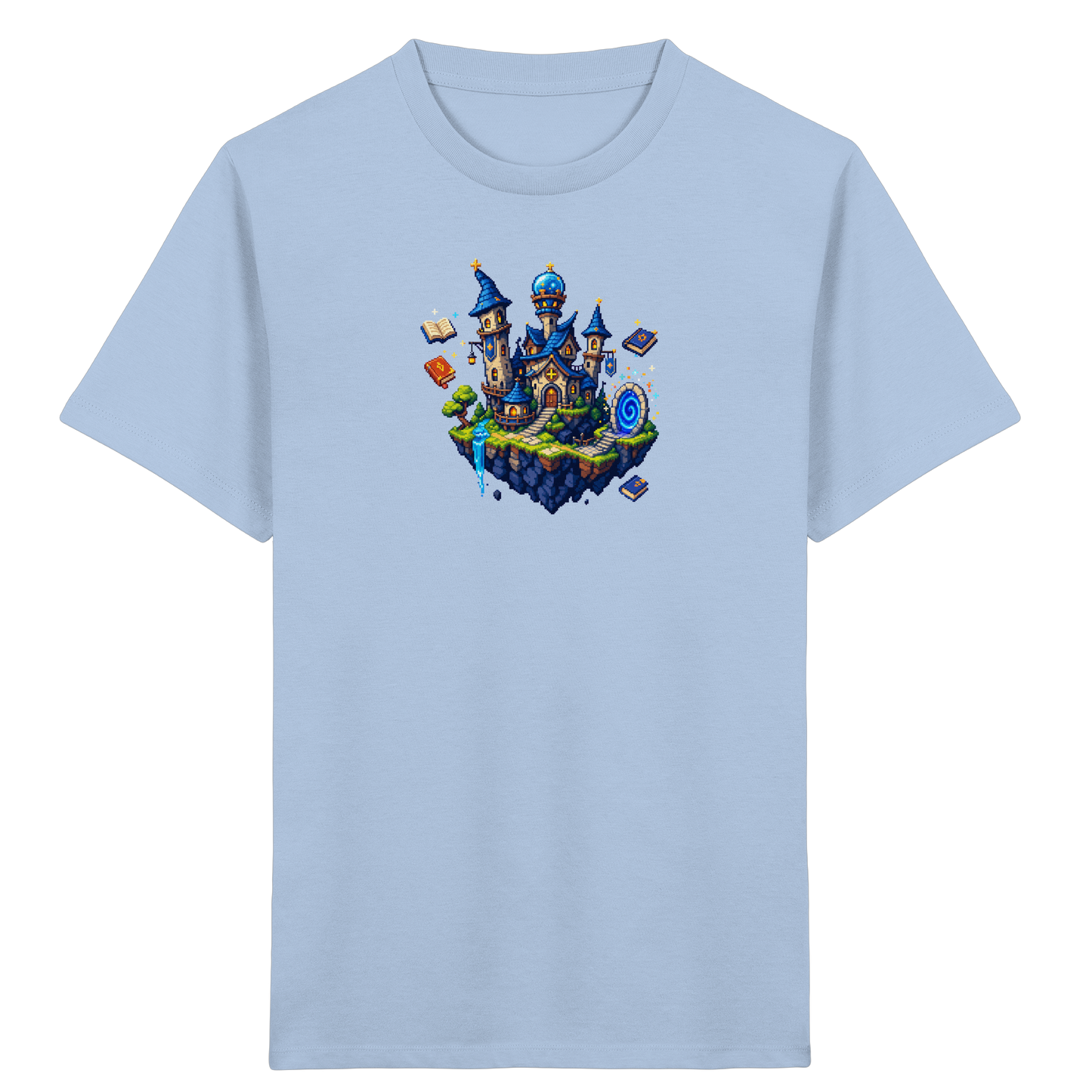 Magische Akademie schwebende Insel Pixel-Shirt - Kinder Bio T-Shirt