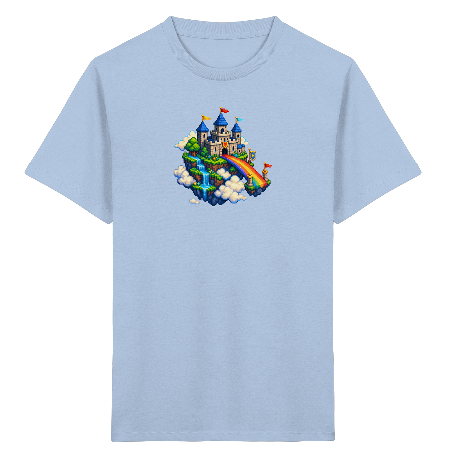 Magische Märchenburg im Pixel Art Design - Kinder Bio T-Shirt