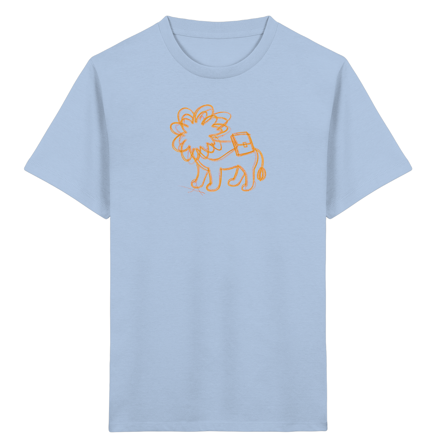 Senfgelber Krakellöwe mit Ranzen - Kinder Bio T-Shirt