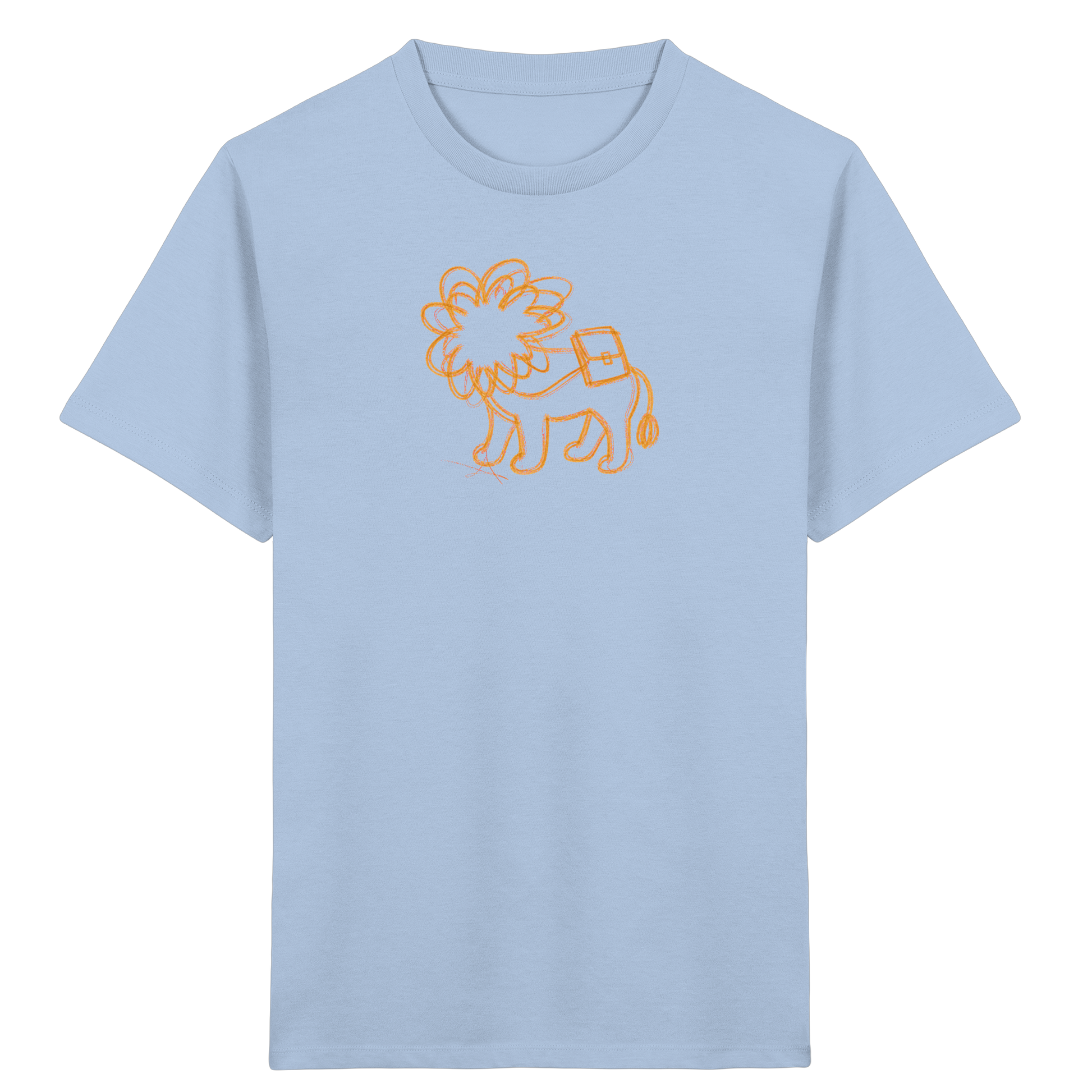 Senfgelber Krakellöwe mit Ranzen - Kinder Bio T-Shirt