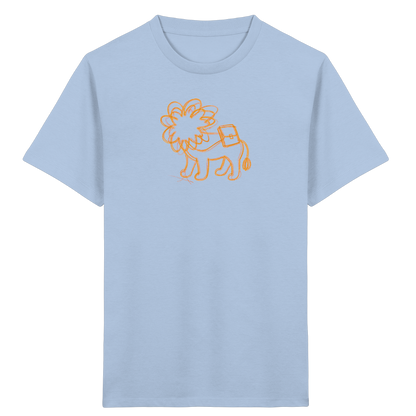 Senfgelber Krakellöwe mit Ranzen - Kinder Bio T-Shirt
