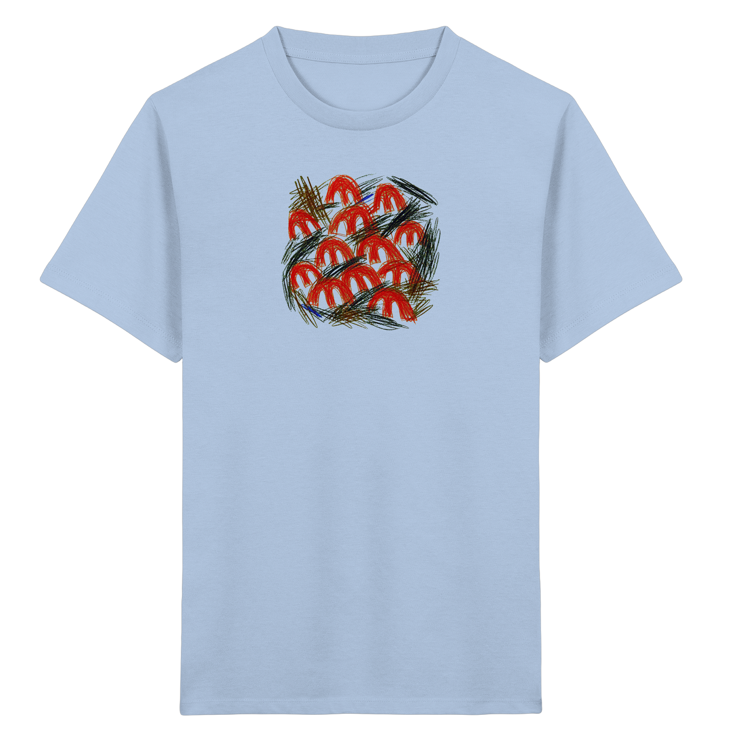 Blue-Soul Kinder Bio T-Shirt mit Pilz-Motiv im Kritzelstil