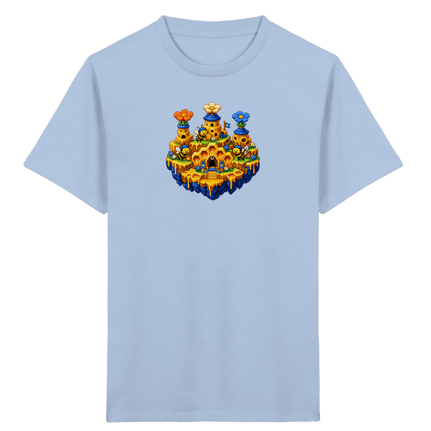 Fröhliches Pixel-Art Bienen T-Shirt - Kinder Bio T-Shirt