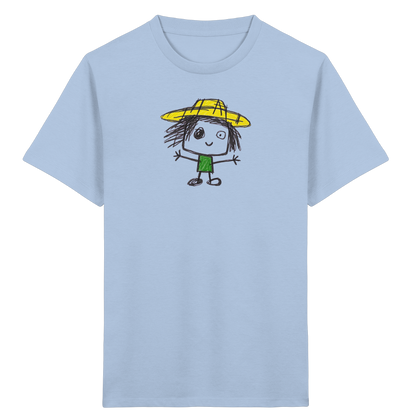 Kritzelkopf mit gelbem Strohhut - Kinder Bio T-Shirt