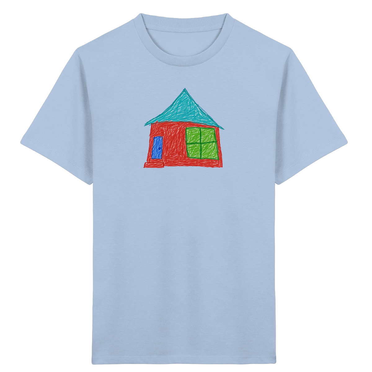 Rotes Haus mit Türkisdach - Kinder Bio T-Shirt