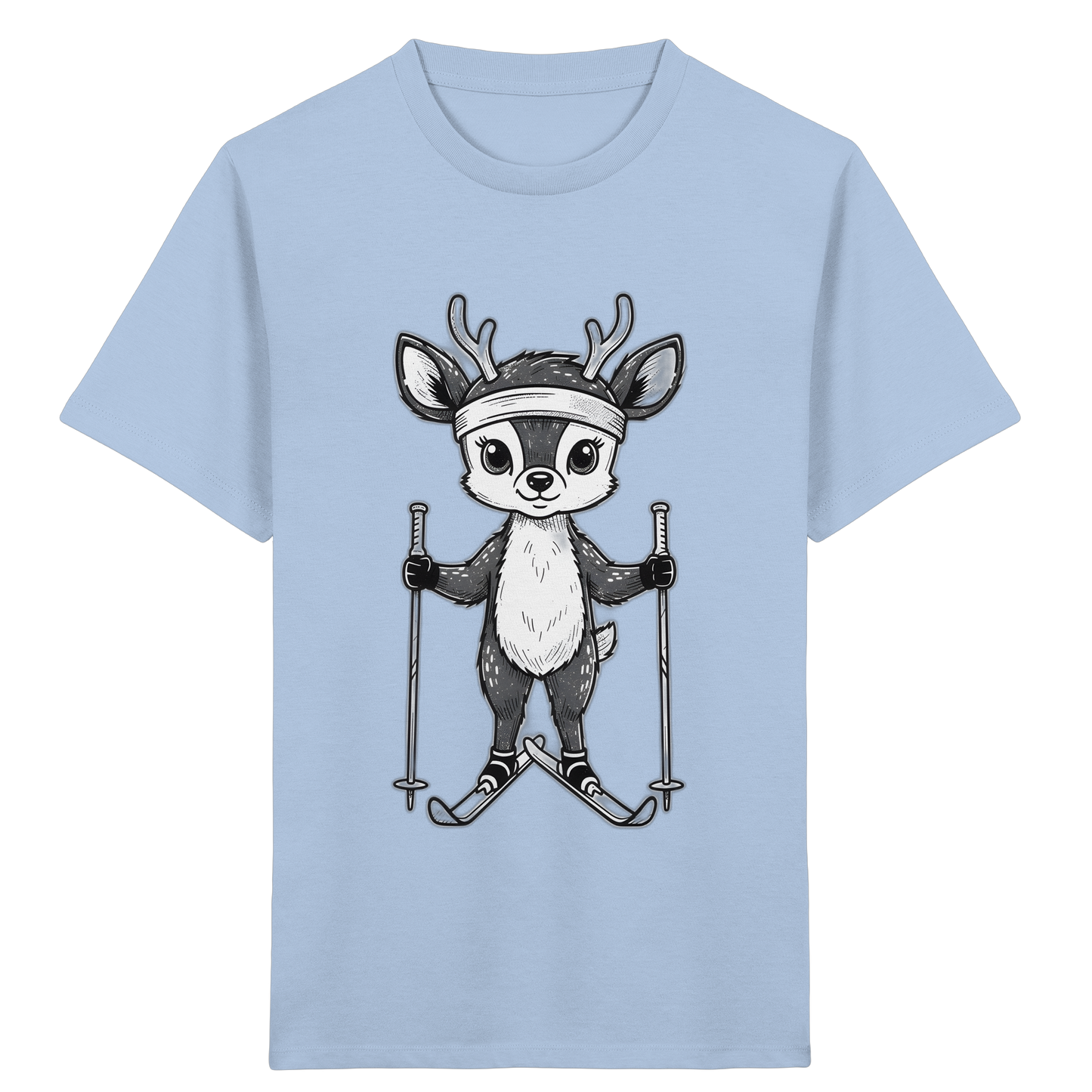 Niedliches Reh auf Skiern T-Shirt - Kinder Bio T-Shirt
