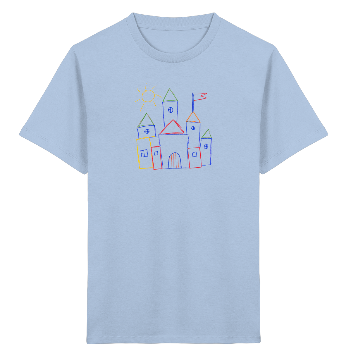 Fröhliches T-Shirt mit Märchenburg Motiv - Kinder Bio T-Shirt