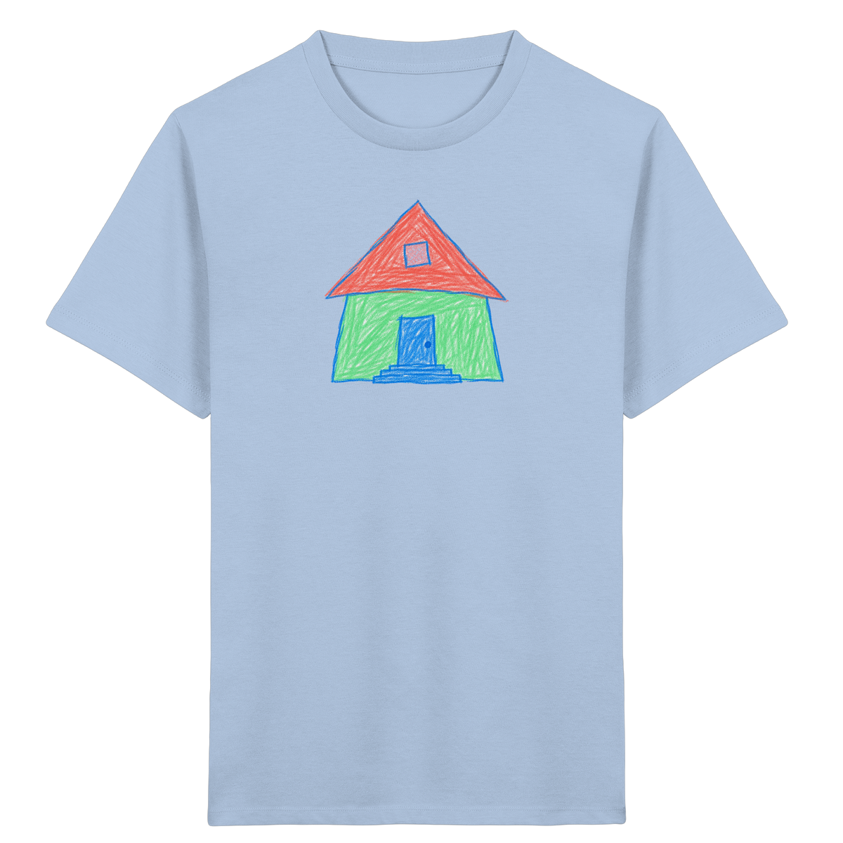 Mintgrünes Haus mit Spitzdach - Kinder Bio T-Shirt