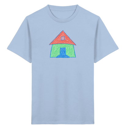 Mintgrünes Haus mit Spitzdach - Kinder Bio T-Shirt