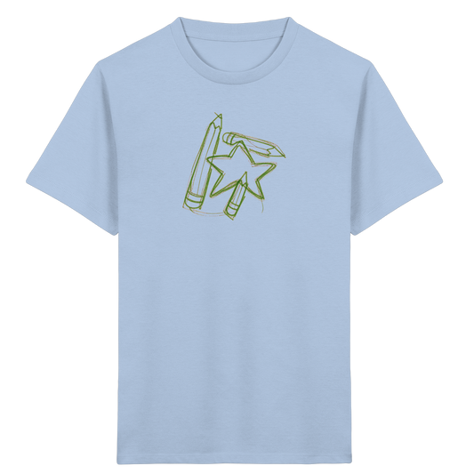 Grüne Stiftefamilie mit Mutstern - Kinder Bio T-Shirt