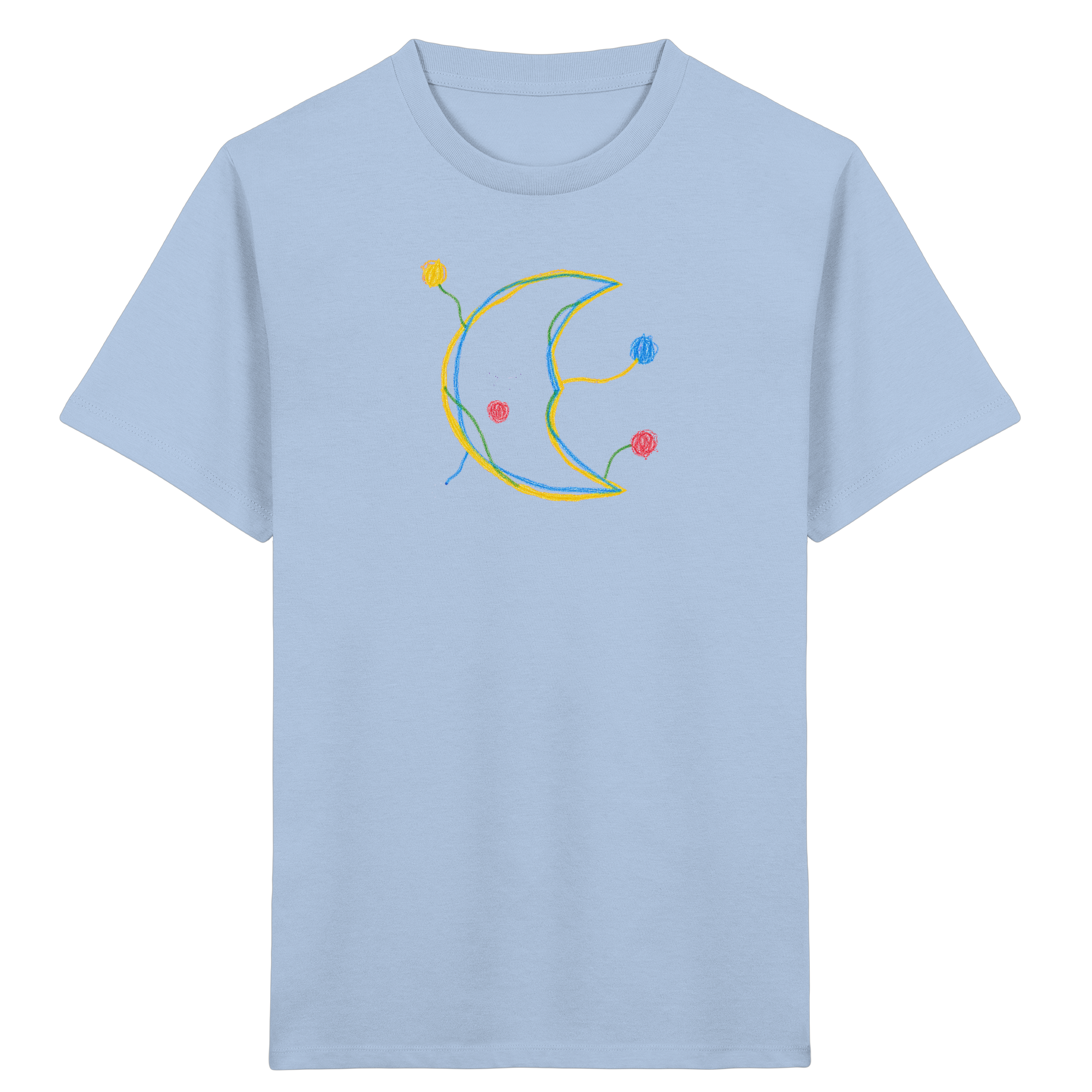 Kinder-T-Shirt mit Farbpunkt-Mond