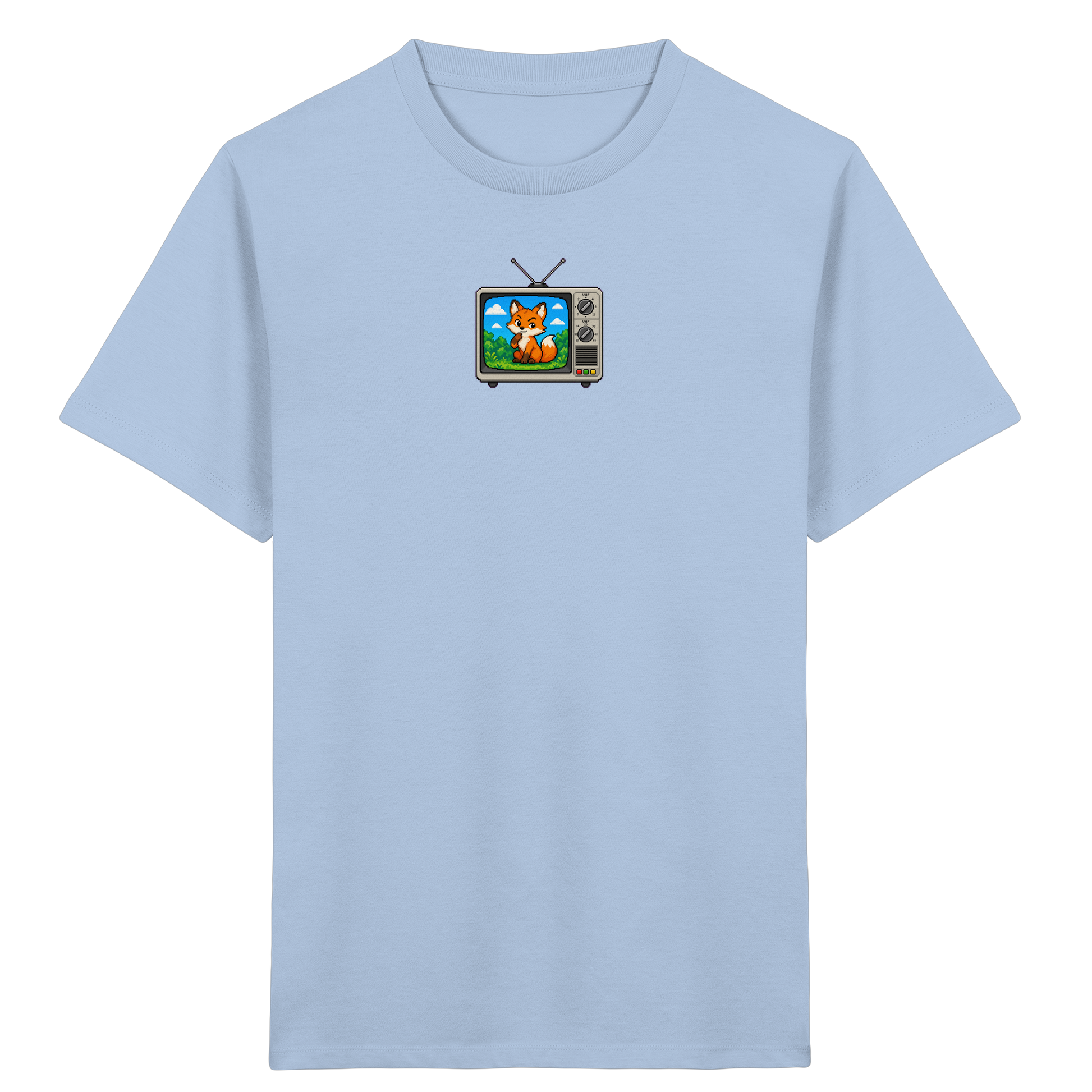 Pixel Fuchs im Retro Fernseher - Kinder Bio T-Shirt