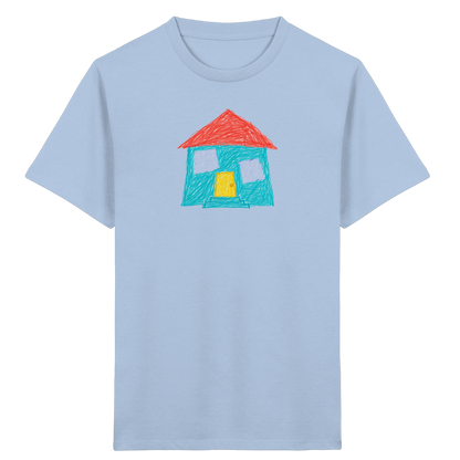 Türkises Haus mit Zwillingsfenstern - Kinder Bio T-Shirt
