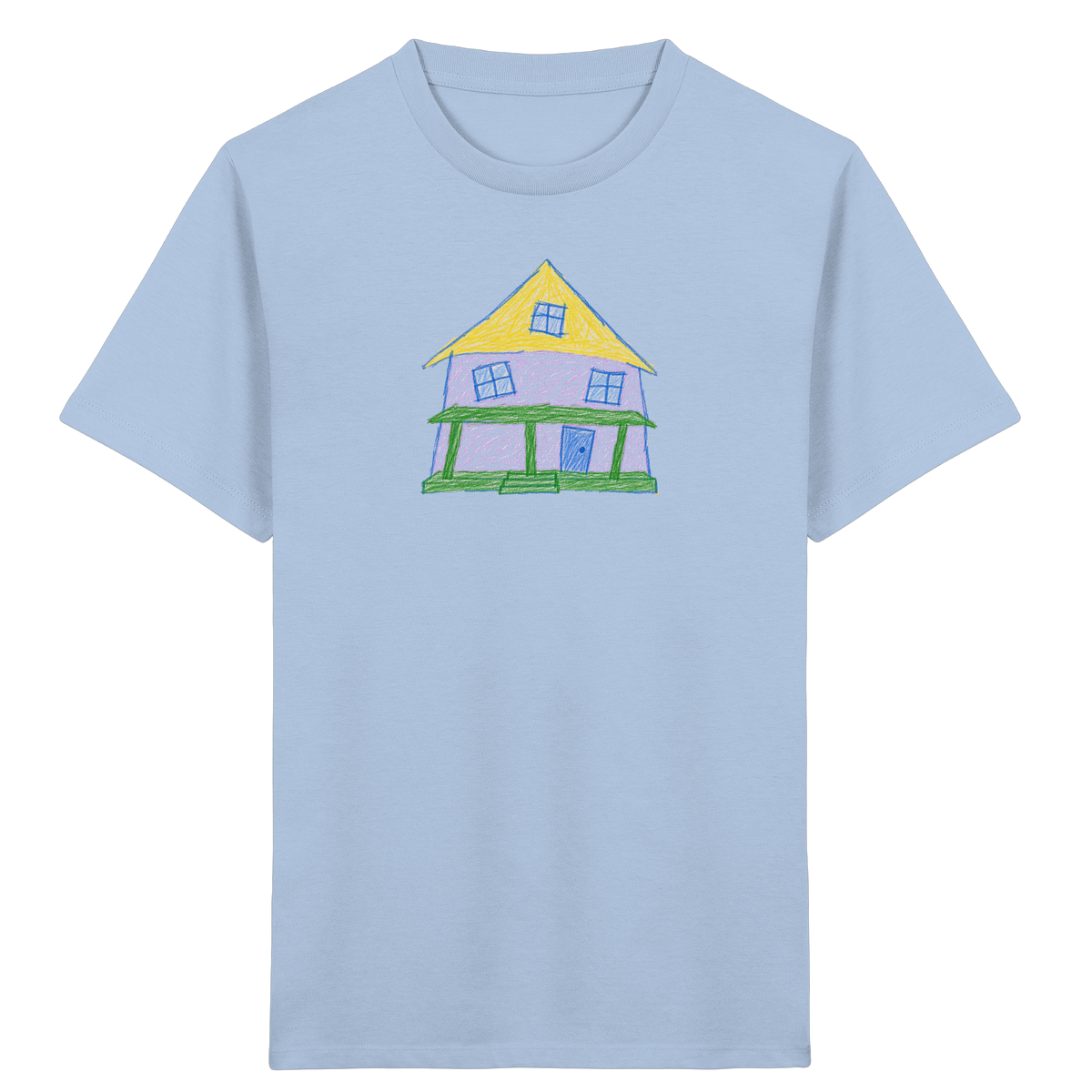 Lila Haus mit Veranda - Kinder Bio T-Shirt