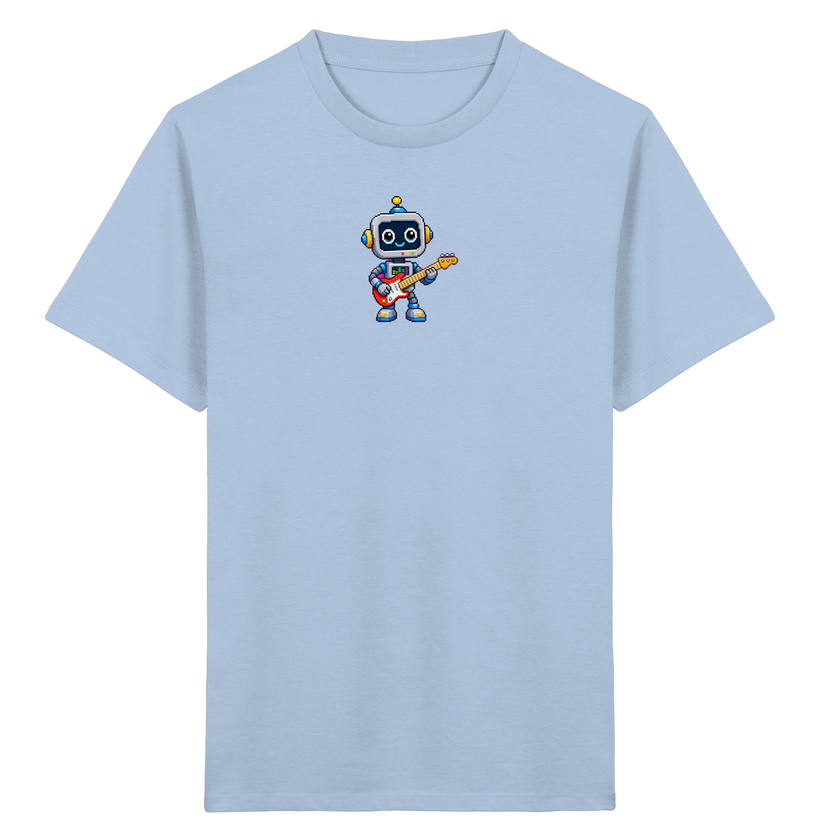 Pixel Roboter rockt E-Gitarre - Kinder T-Shirt
