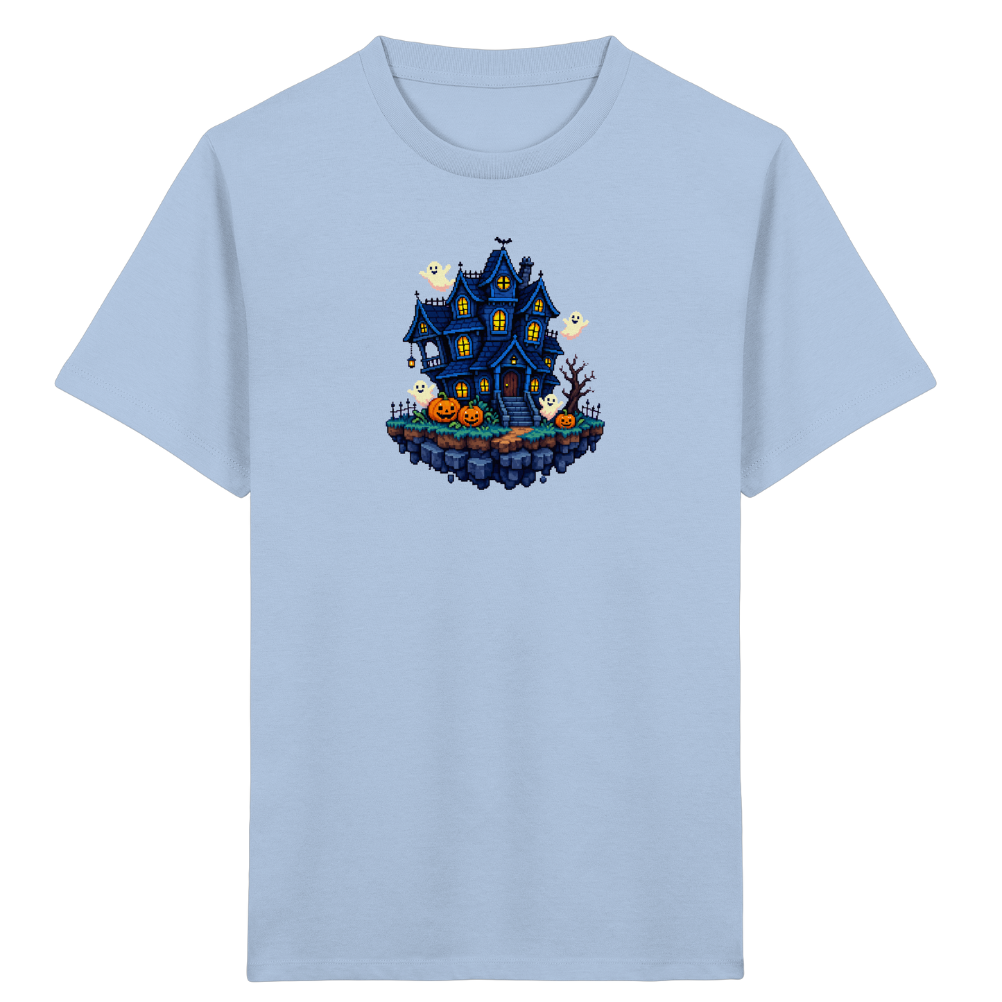 Magisches Pixel Geisterhaus Halloween T-Shirt - Kinder Bio T-Shirt