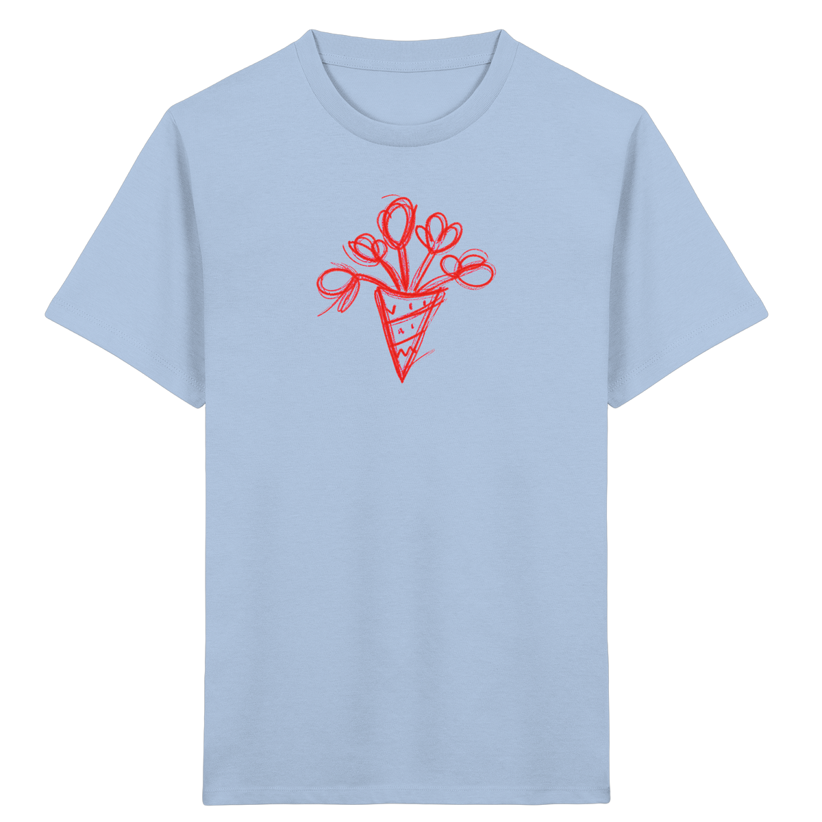 Korallrote Blumenschultüte Kinder T-Shirt - Kinder Bio T-Shirt