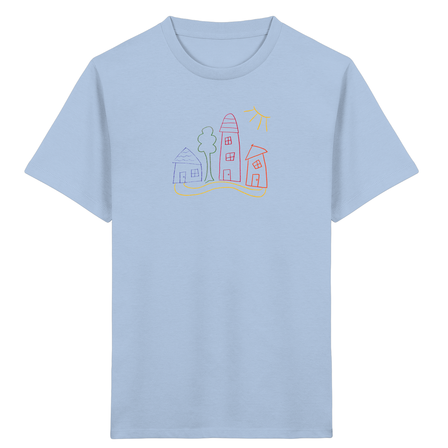 Buntes Dorf T-Shirt für Kinder - Kinder Bio T-Shirt